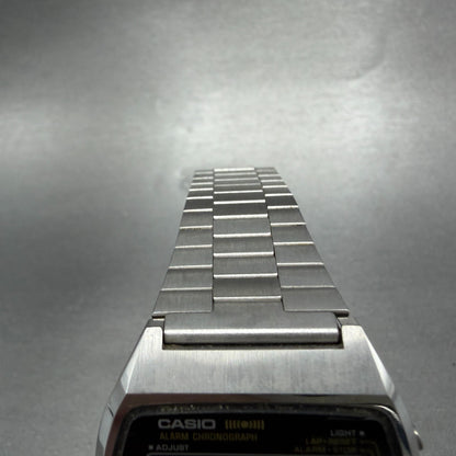 Casio 83QS-27 Watch Men 36mm Black Dial Silver Tone Alarm Chrono New Batt ABC4