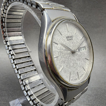 Seiko Watch Men 34mm White Dial Silver Tone Daydate 7n438a89 New Battery3