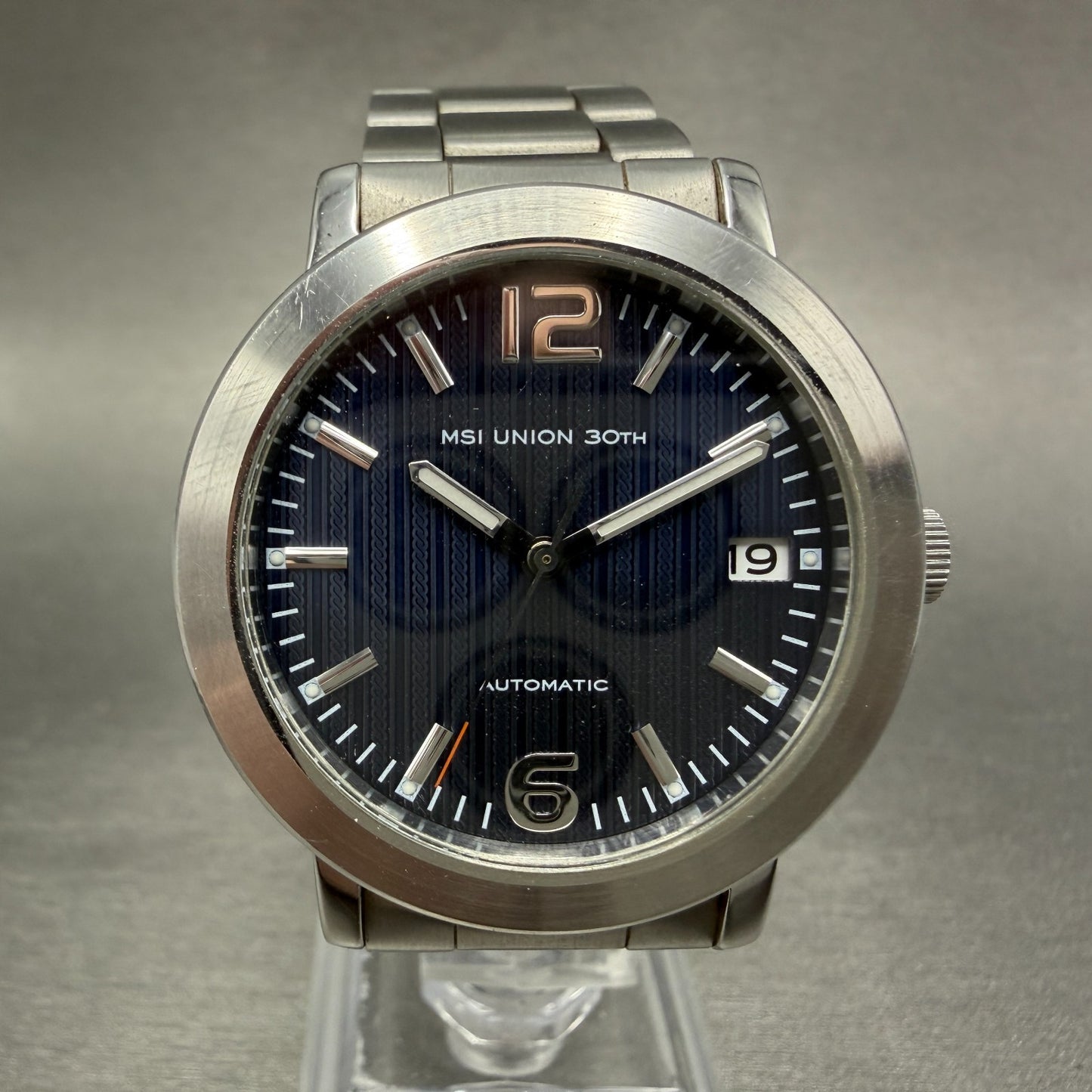 Seiko MSI Union 30TH Watch Men 36mm Blue Dial Steel Date Round 7S26A Runs0