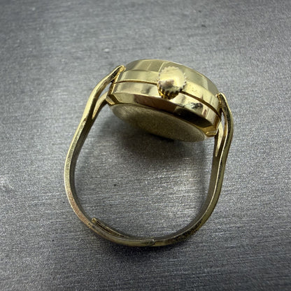 Sheffield Ring Watch Women 17mm Silver Dial Gold Tone Manual Wind Runs VTG3