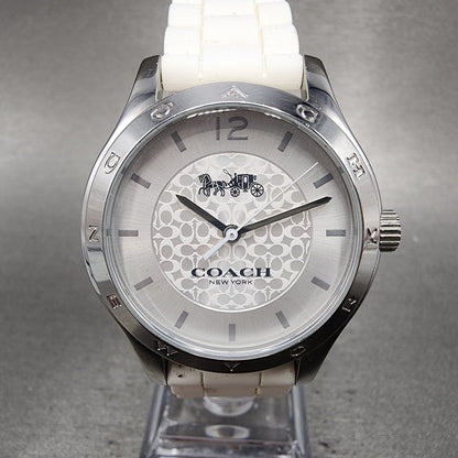 Coach Maddy Watch Women 34mm White Dial Silver Tone Band New Battery0