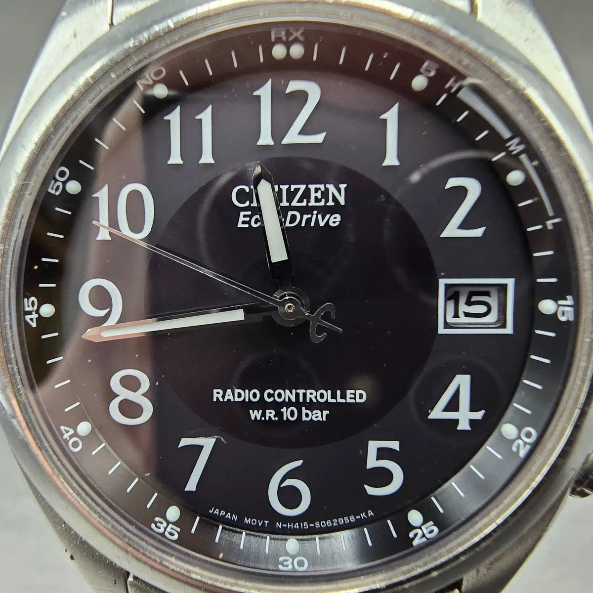 Citizen Eco-Drive Atomic Watch Men 38mm Black Dial Steel Date H415-S038278 PARTS2
