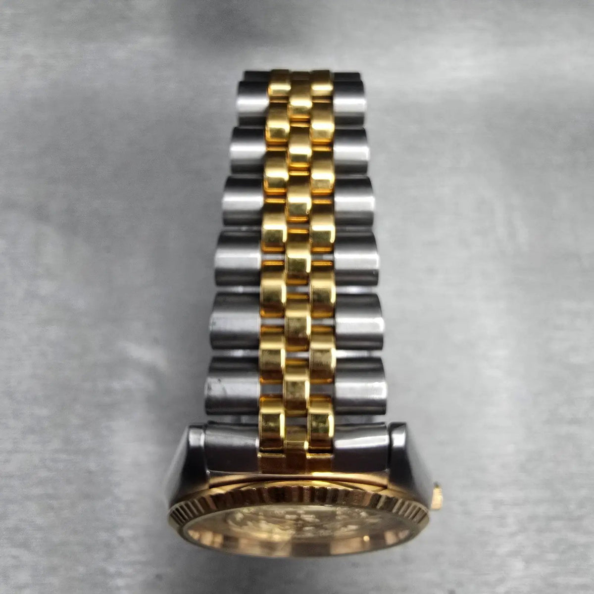 Seiko President Watch Men 35mm Gold Dial Two Tone Date Round Notre Dame New Batt4