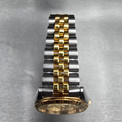 Seiko President Watch Men 35mm Gold Dial Two Tone Date Round Notre Dame New Batt4