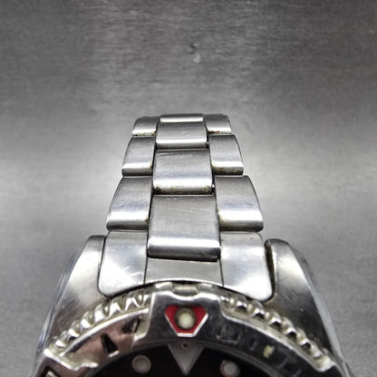 Seiko Pulsar Dive Watch Men 40mm Black Dial Steel READ! Daydate V736-6A60 NewBat5