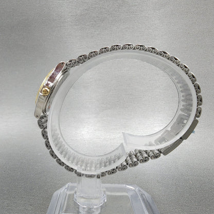Bulova Watch Women 24mm White Dial two Tone Date Round 98M02 New Battery6