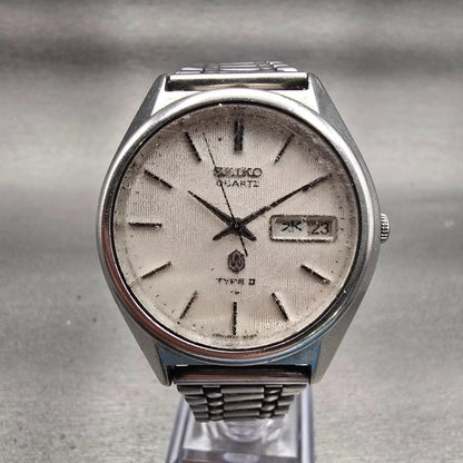 Seiko Type II Watch Men 36mm White Dial Silver Tone Daydate 4623-8020 New Batt0