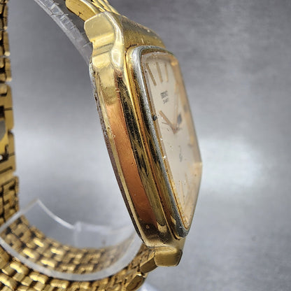Seiko SQ Watch Men 32mm Cream Dial Gold Tone Daydate Rectangle 2633-5030 PARTS