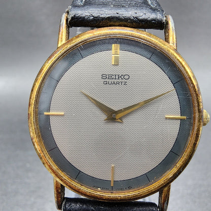 Seiko Watch Men 31mm Gray Dial Gold Tone Round 5y30-7009 New Battery
