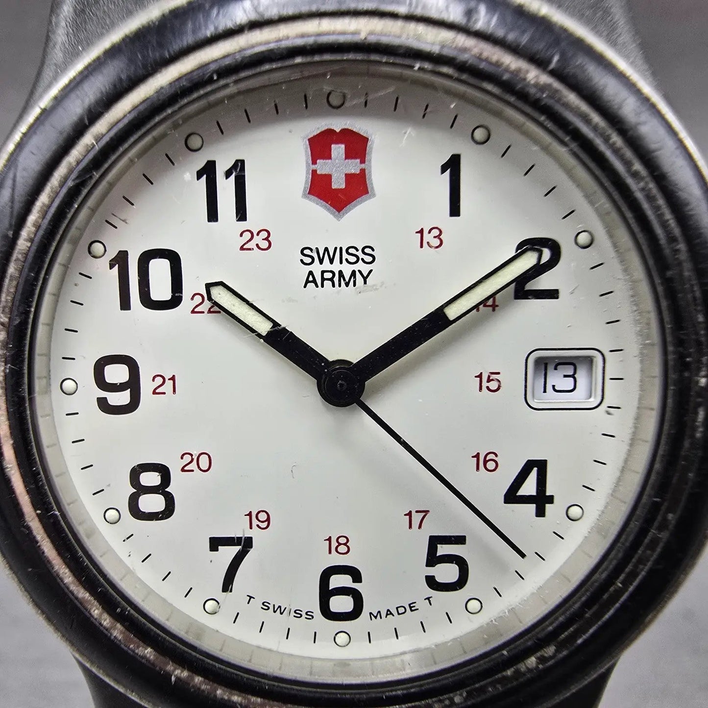 Victorinox Swiss Army Officer Watch Men 37mm White Dial Black Tone Date PARTS LP2