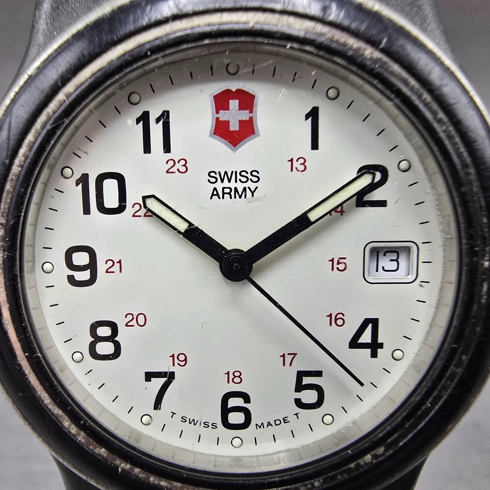 Victorinox Swiss Army Officer Watch Men 37mm White Dial Black Tone Date PARTS LP2