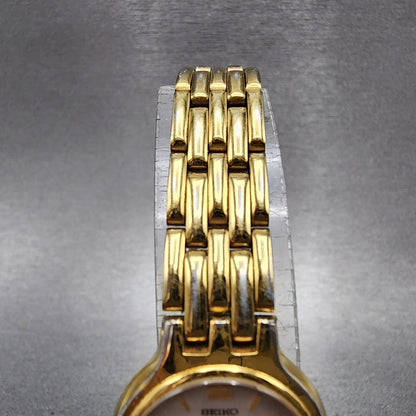 Seiko Watch Women 22mm White Dial Gold Tone Round 1n00-0a99 New Battery