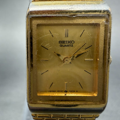 Seiko Tank Watch Women 19mm Champagne Dial Gold Tone 2Y01-5D19 New Battery1