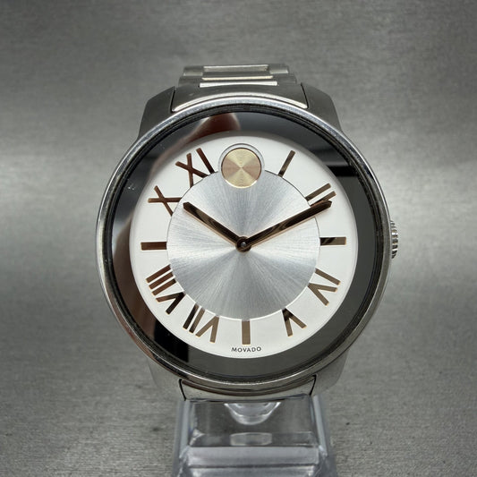 Movado Bold Watch Women 39mm Silver Dial Steel Round New battery 36001960
