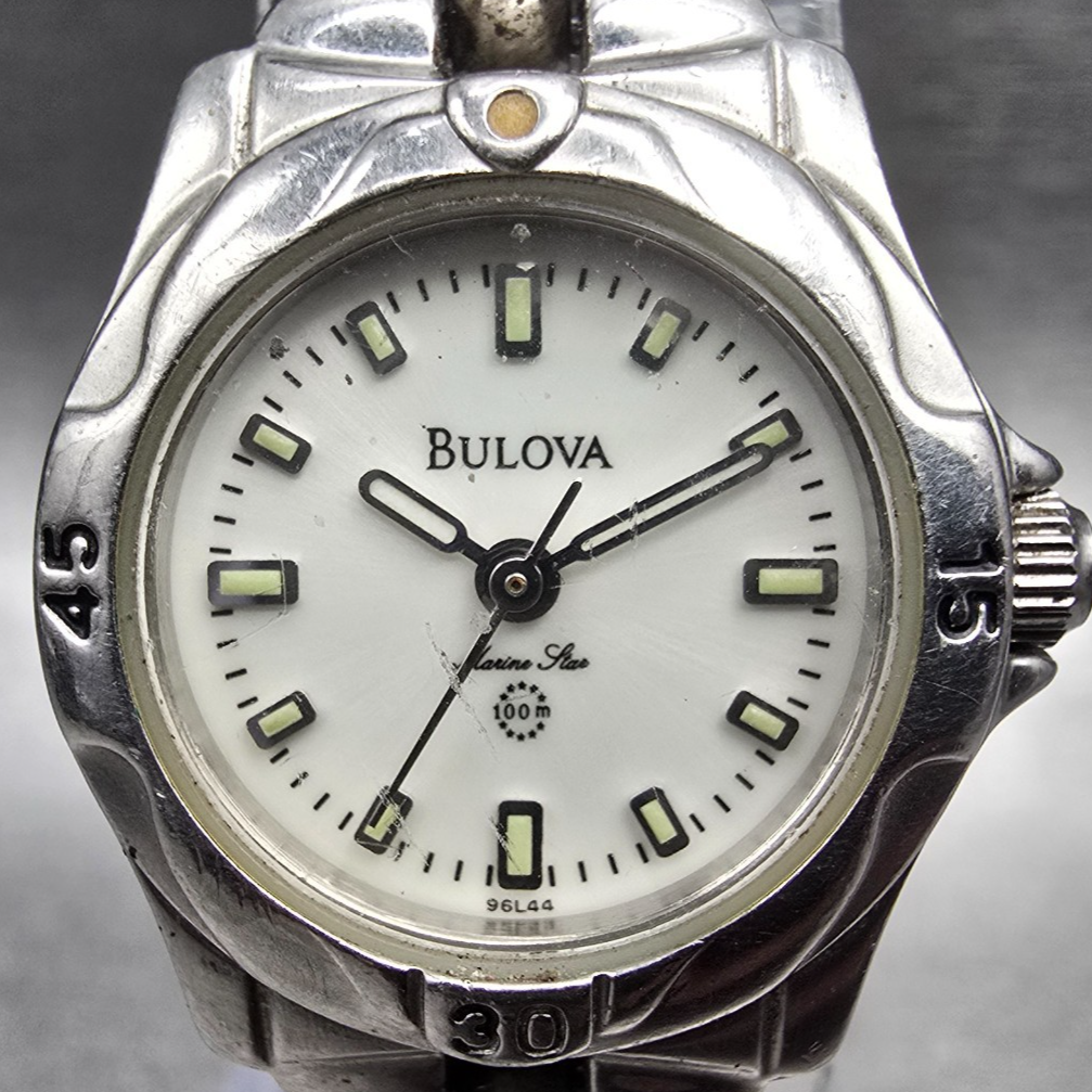 Bulova Marine Star Watch Women 21mm MOP Dial Silver Tone Round 96L44 New Battery1