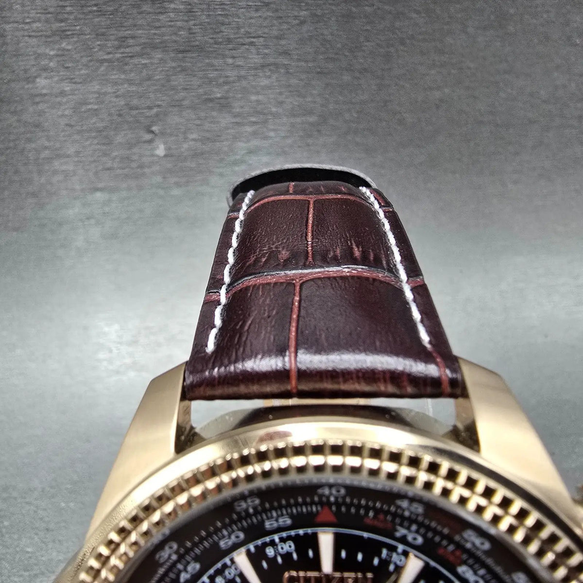 Citizen Eco-Drive Brycen Watch Men 48mm Brown Dial Rose Gold Chrono BL5403-03X4