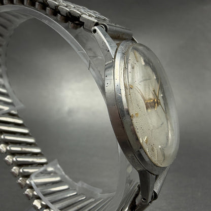 Seiko Lauer Watch Men 35mm Silver Dial Silver Tone Round Manual J14014 PARTS VTG4