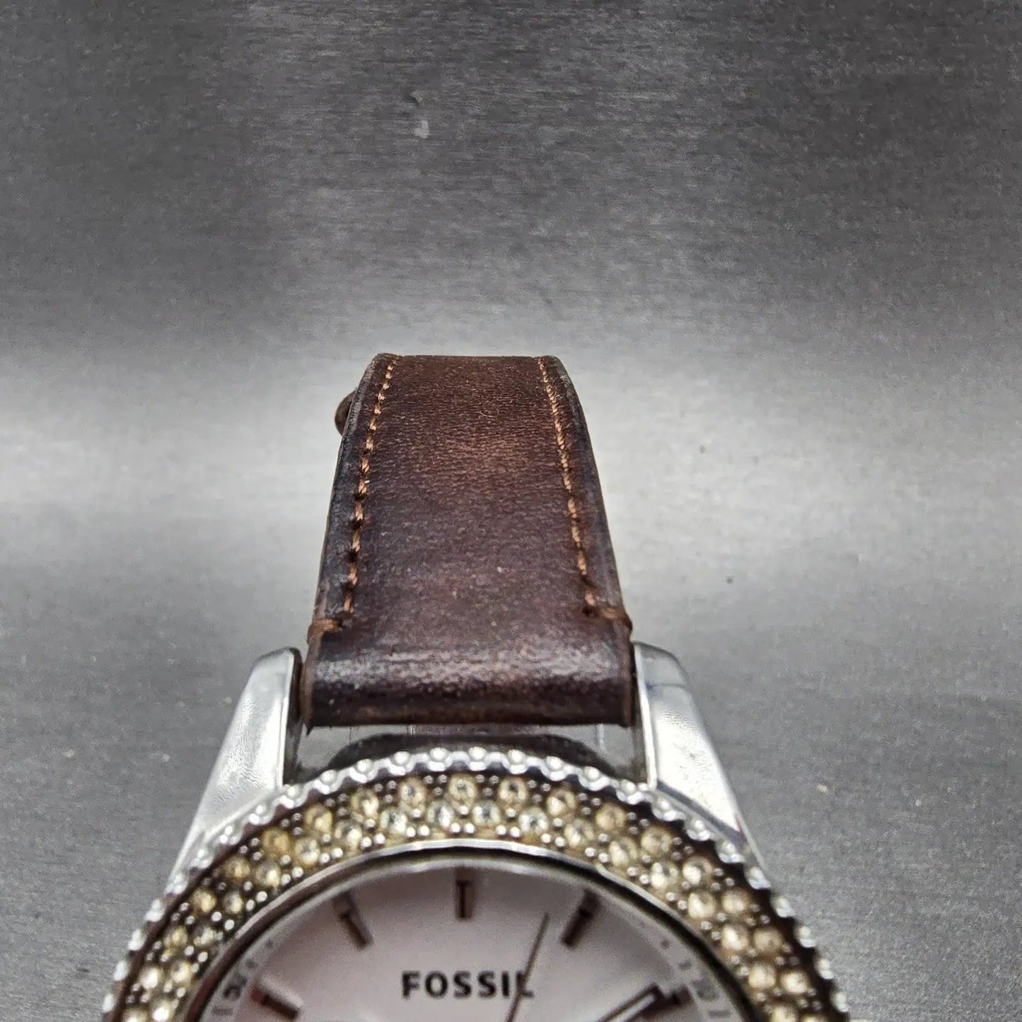 Fossil Watch Women 38mm Silver Dial Silver Tone Daydate ES-3001 New Battery4