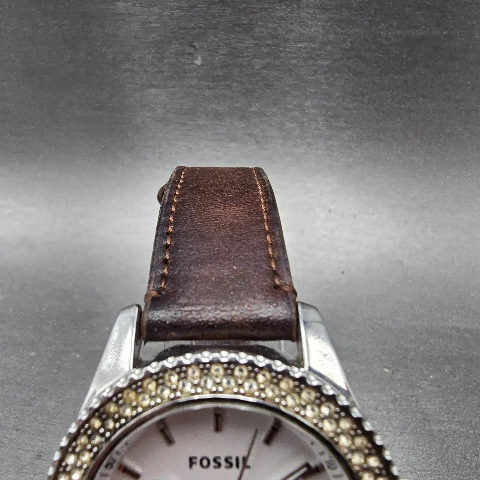 Fossil Watch Women 38mm Silver Dial Silver Tone Daydate ES-3001 New Battery4