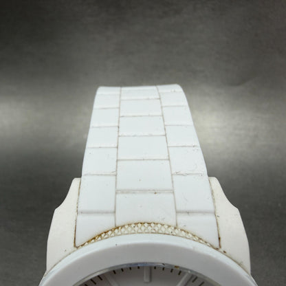 Diesel Watch Men 44mm White Dial White Rubber Round DZ1436 New Battery ABCD4