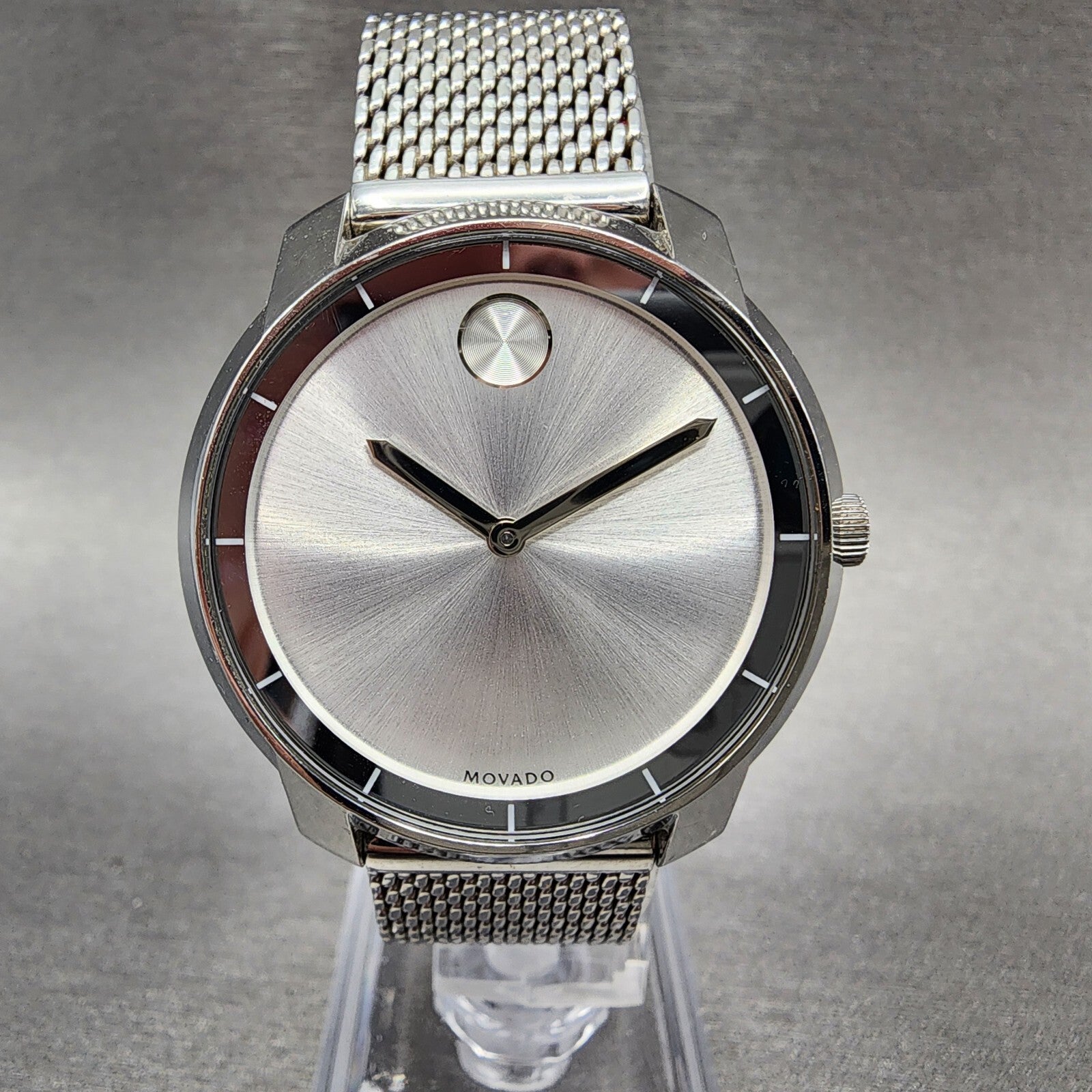 Movado Bold Watch Women 36mm Silver Dial Steel Round 3600241 New Battery0
