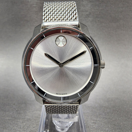 Movado Bold Watch Women 36mm Silver Dial Steel Round 3600241 New Battery0