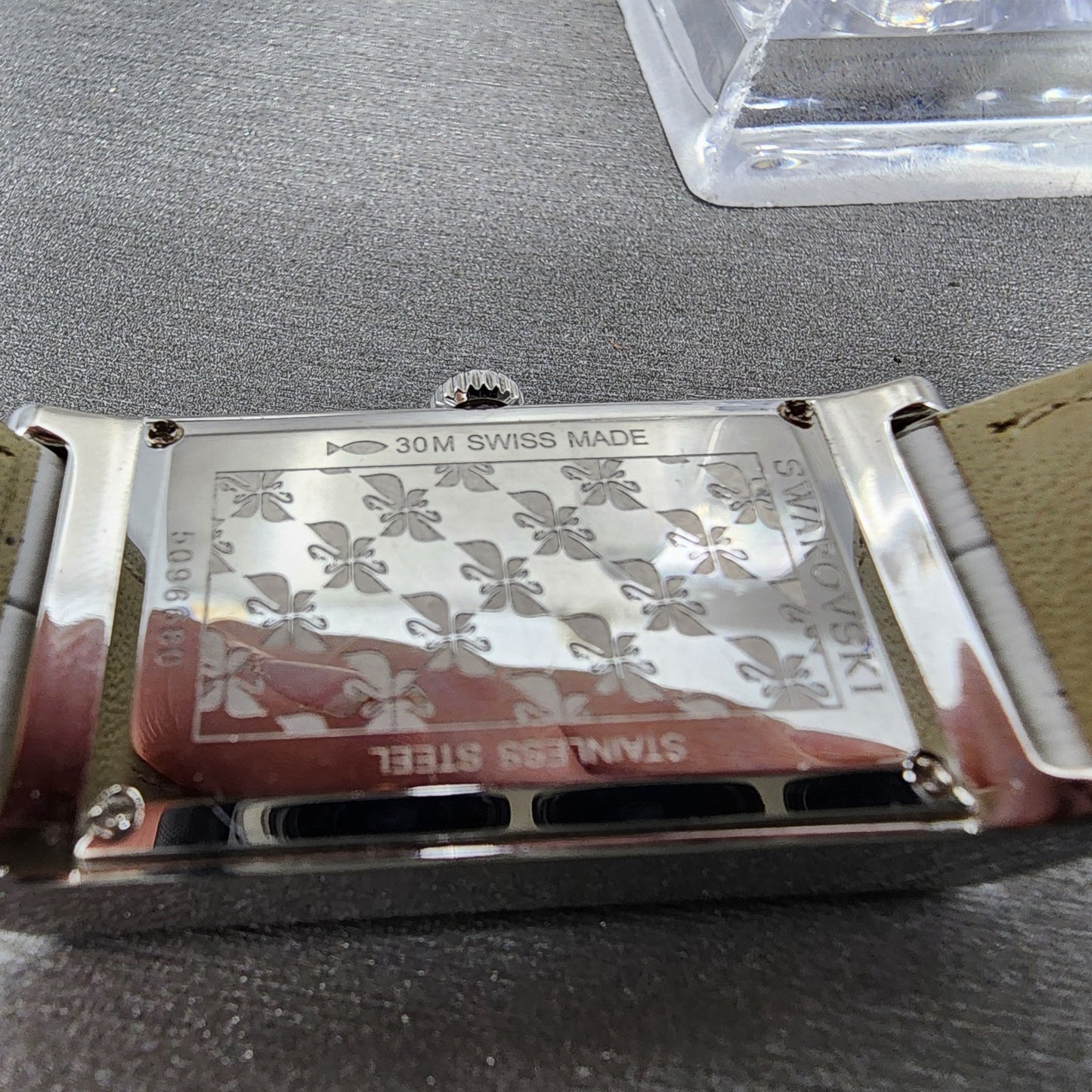 Swarovski Lovely Square Tank Watch Women 21mm White Dial Silver Rectangle NewBat9
