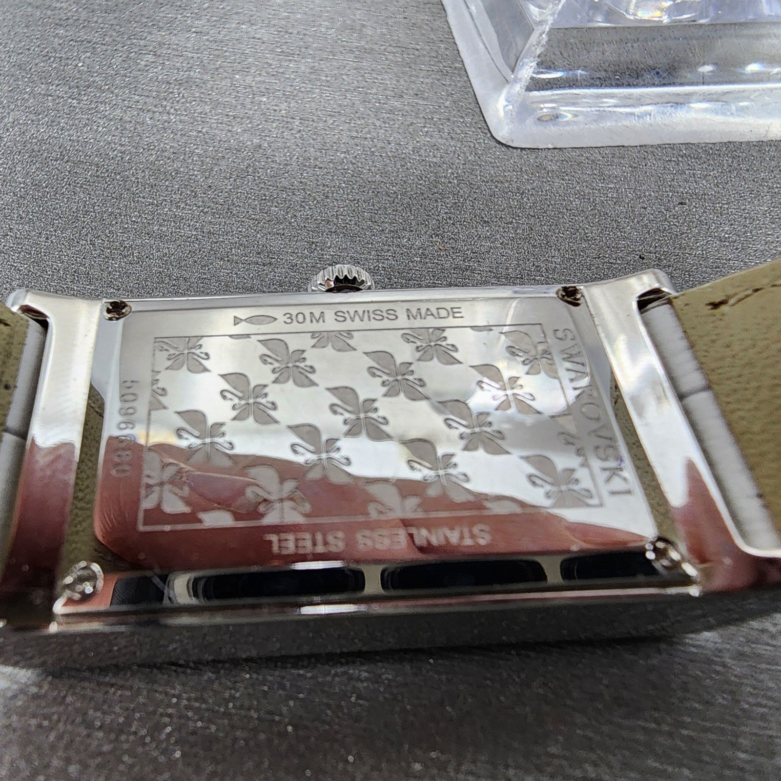 Swarovski Lovely Square Tank Watch Women 21mm White Dial Silver Rectangle NewBat9