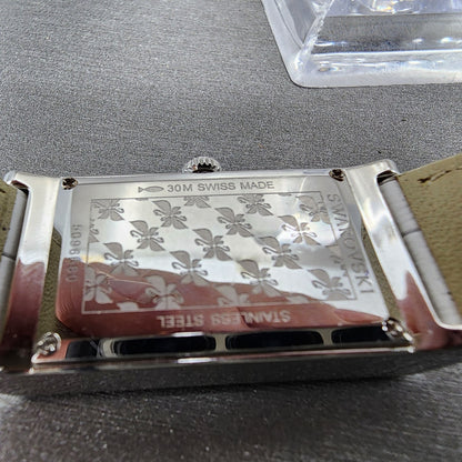 Swarovski Lovely Square Tank Watch Women 21mm White Dial Silver Rectangle NewBat9