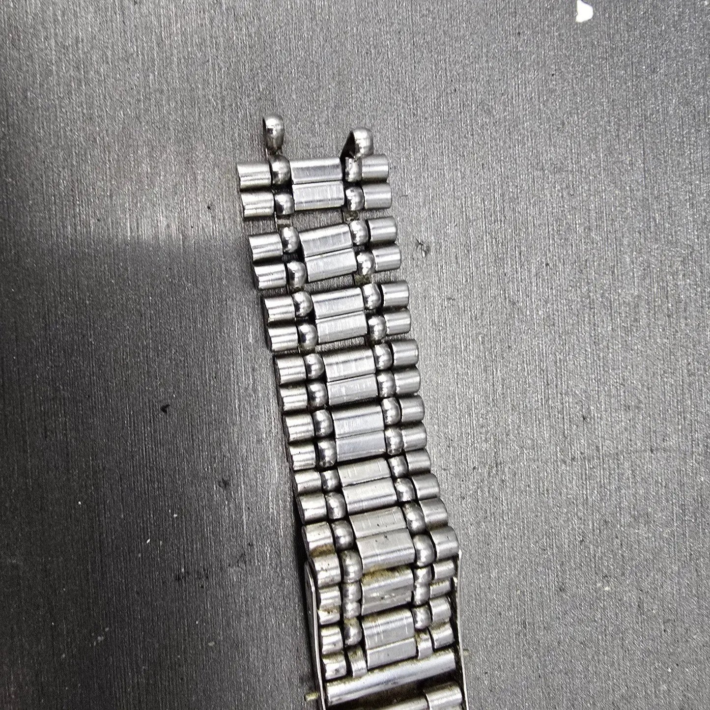 Seiko Bracelet 17mm Stainless Steel Silver Tone Tri Folding Clasp VTG Japan14