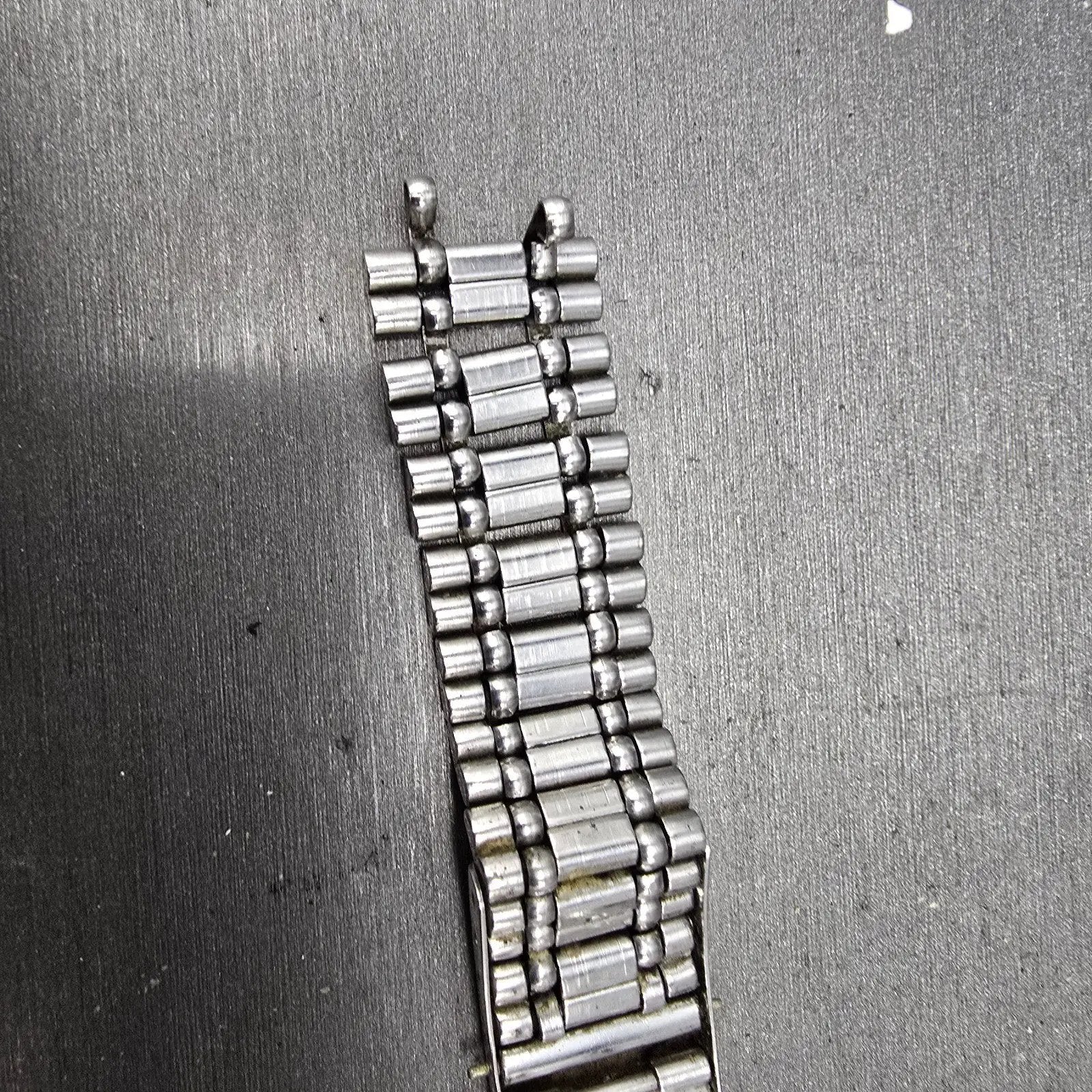 Seiko Bracelet 17mm Stainless Steel Silver Tone Tri Folding Clasp VTG Japan14
