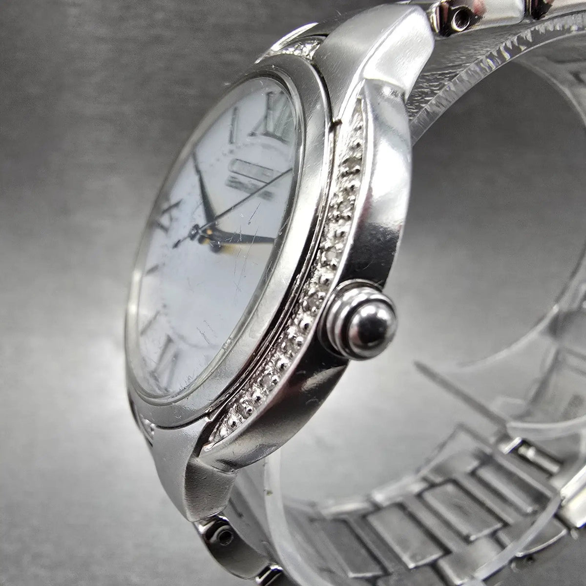 Citizen Eco-Drive Ciena Watch Women 35mm White Dial Steel Diamonds EM0090-57A2