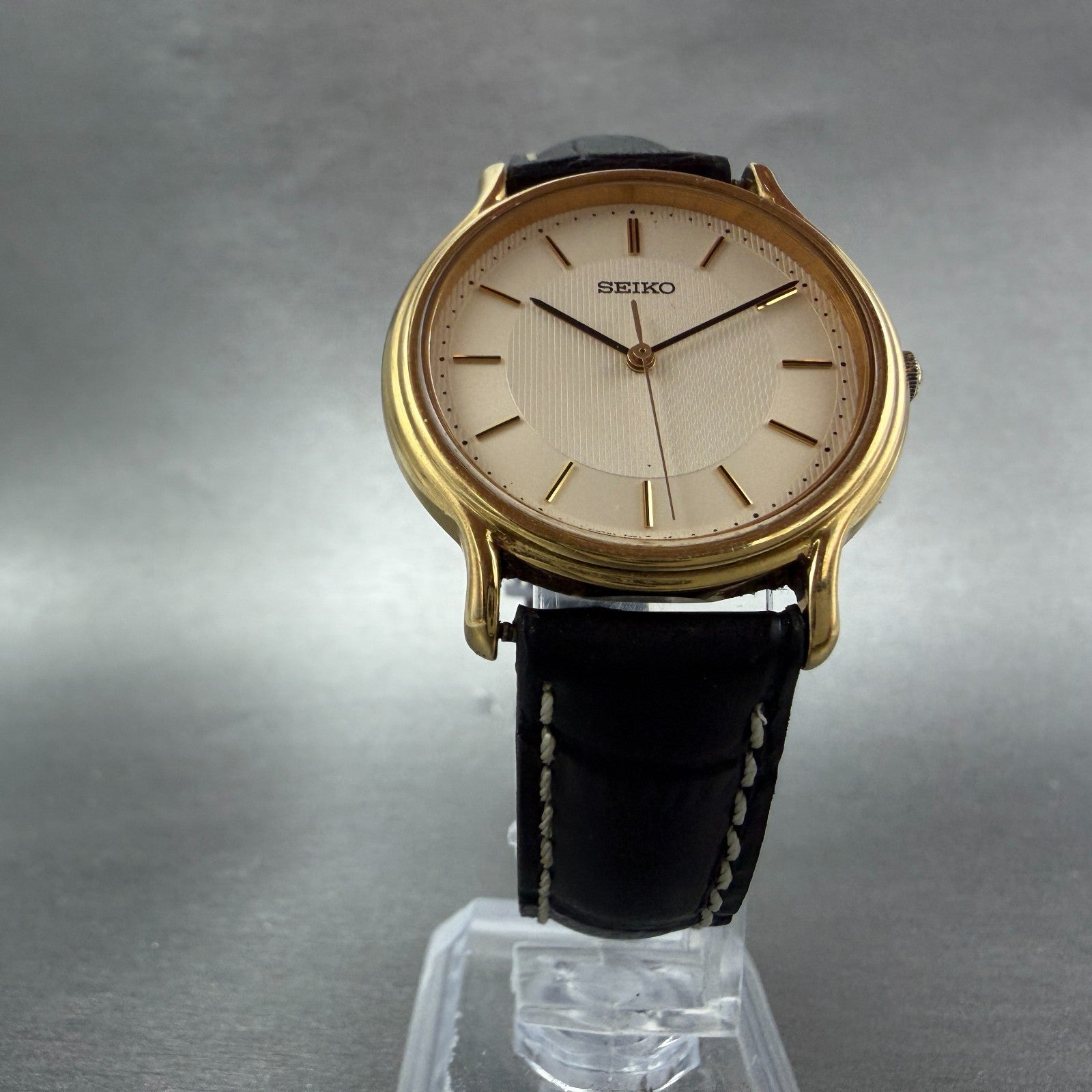 Seiko Watch Men 33mm Champagne Dial Gold Tone Round 7n01-0br0 New Battery5