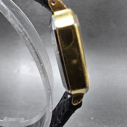 Seiko Tank Watch Women 22mm Champagne Dial Gold Plated 16-6030 New Battery VTG3