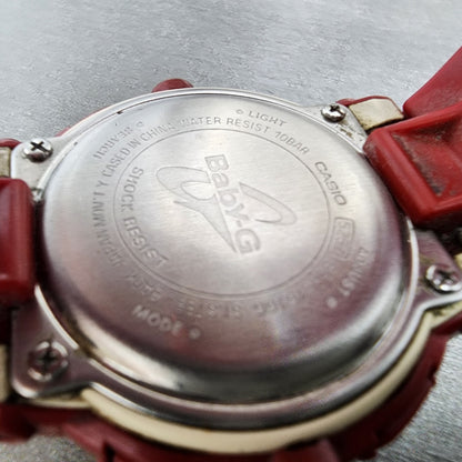 Casio BabyG Watch Women 43mm Analog Digital Red Tone Alarm Chrono New Batt9