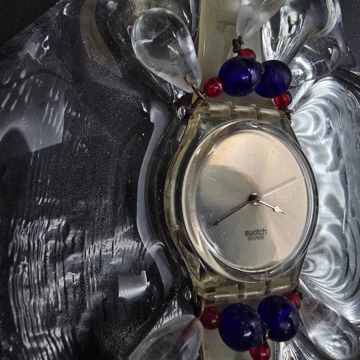 Swatch Chandelier Watch Men 34mm Silver Dial Clear GZ125 New Battery NOS Crate11