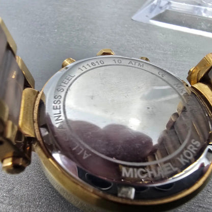 Michael Kors Parker Chronograph Watch Women 39mm Pink Dial Rose Gold Tone NewBat9