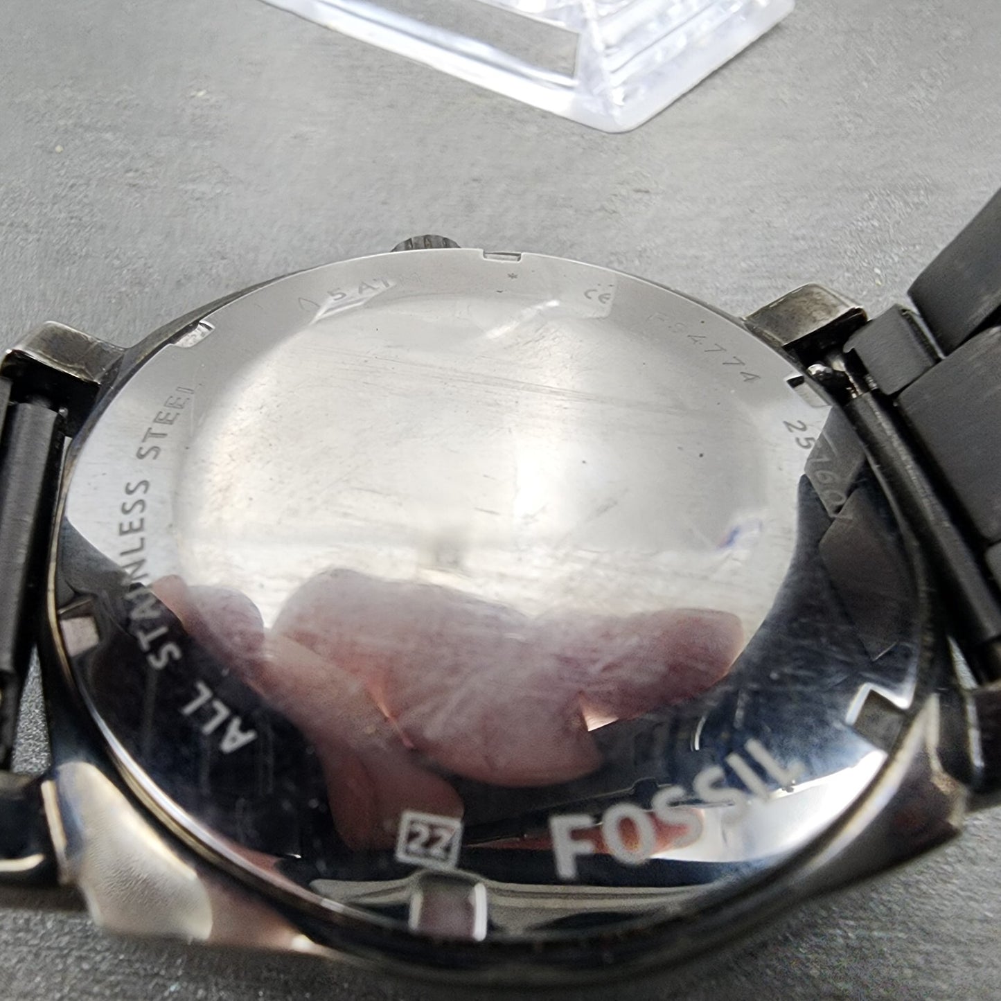 Fossil Machine Watch Men 42mm Black Dial Gray Tone Date Round FS4774 New Batt9