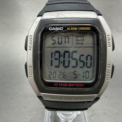Casio W-96H Watch Men 35mm Silver Black Alarm Chrono Rectangle New Battery JP0