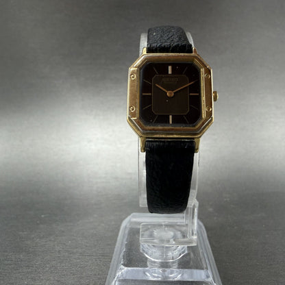 Seiko Watch Women 20mm Black Dial Gold Tone Octagon 7320-5059 New Battery5