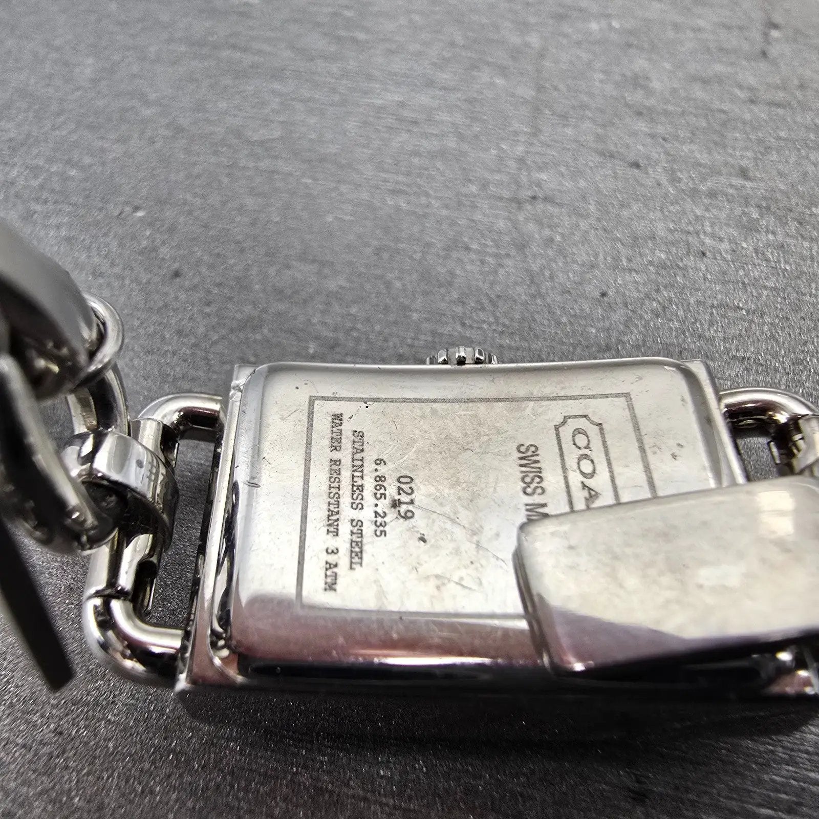 Coach Tank Watch Women 17mm Silver Dial Silver Tone Rectangle 0219 New Battery9