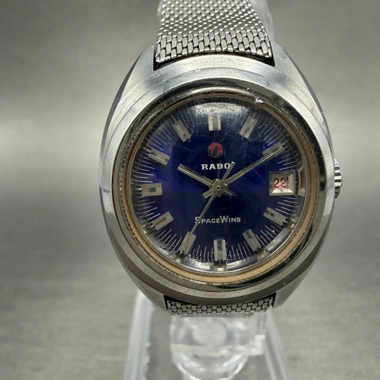 Rado Space Wing Watch Women 24mm Blue Dial Steel Date Automatic Runs VTG0