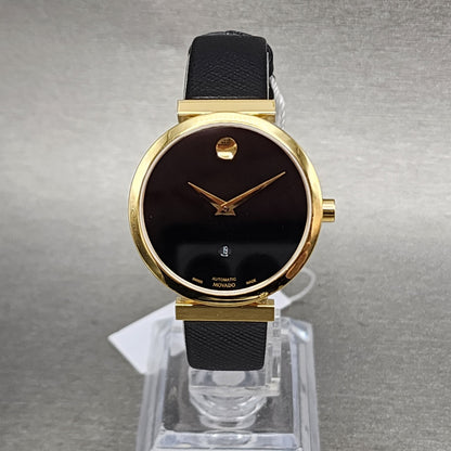 Movado Museum Classic Automatic Watch Women 32mm Black Dial Gold Tone Date Runs0