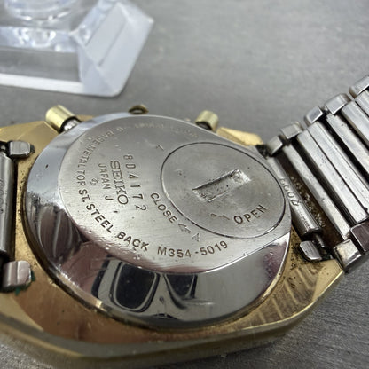 Seiko Memory Bank Calendar Digital Watch Men 34mm Two Tone VTG M354-5019 PARTS10