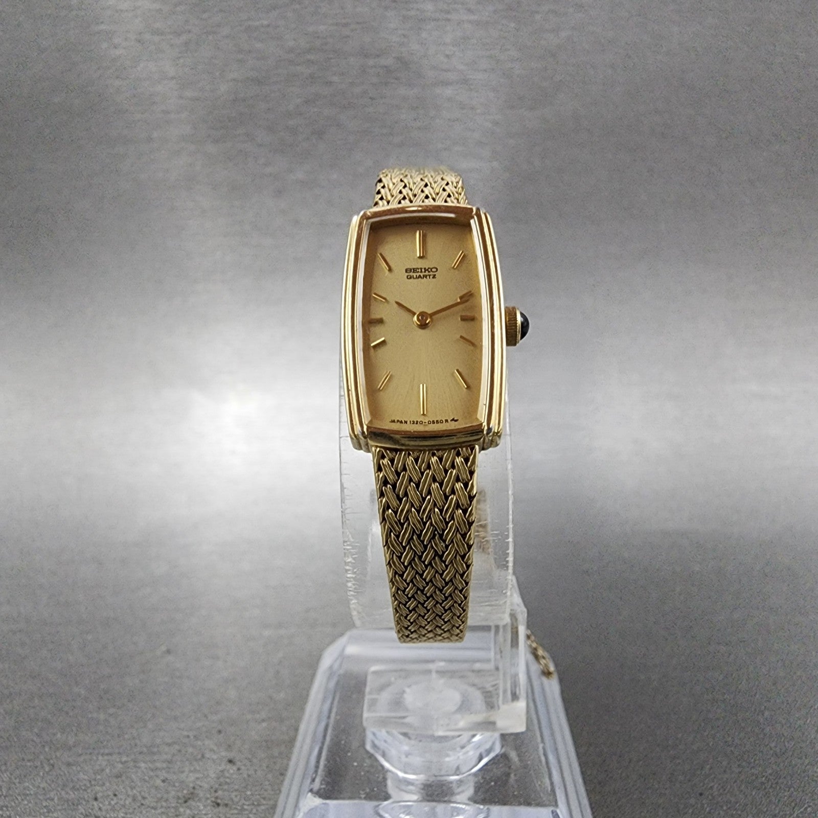 Seiko Tank Watch Women 14mm Champagne Dial Gold Tone 13205409 New Battery5