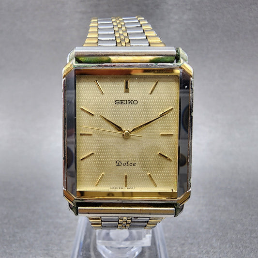 Seiko Dolce Tank Watch Men 26mm Champagne Dial Two Tone 5s21-5a20 PARTS