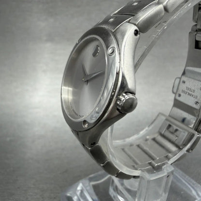 Movado Sports Edition Watch Women 25mm Silver Dial Stainless Steel New BatteryAB2