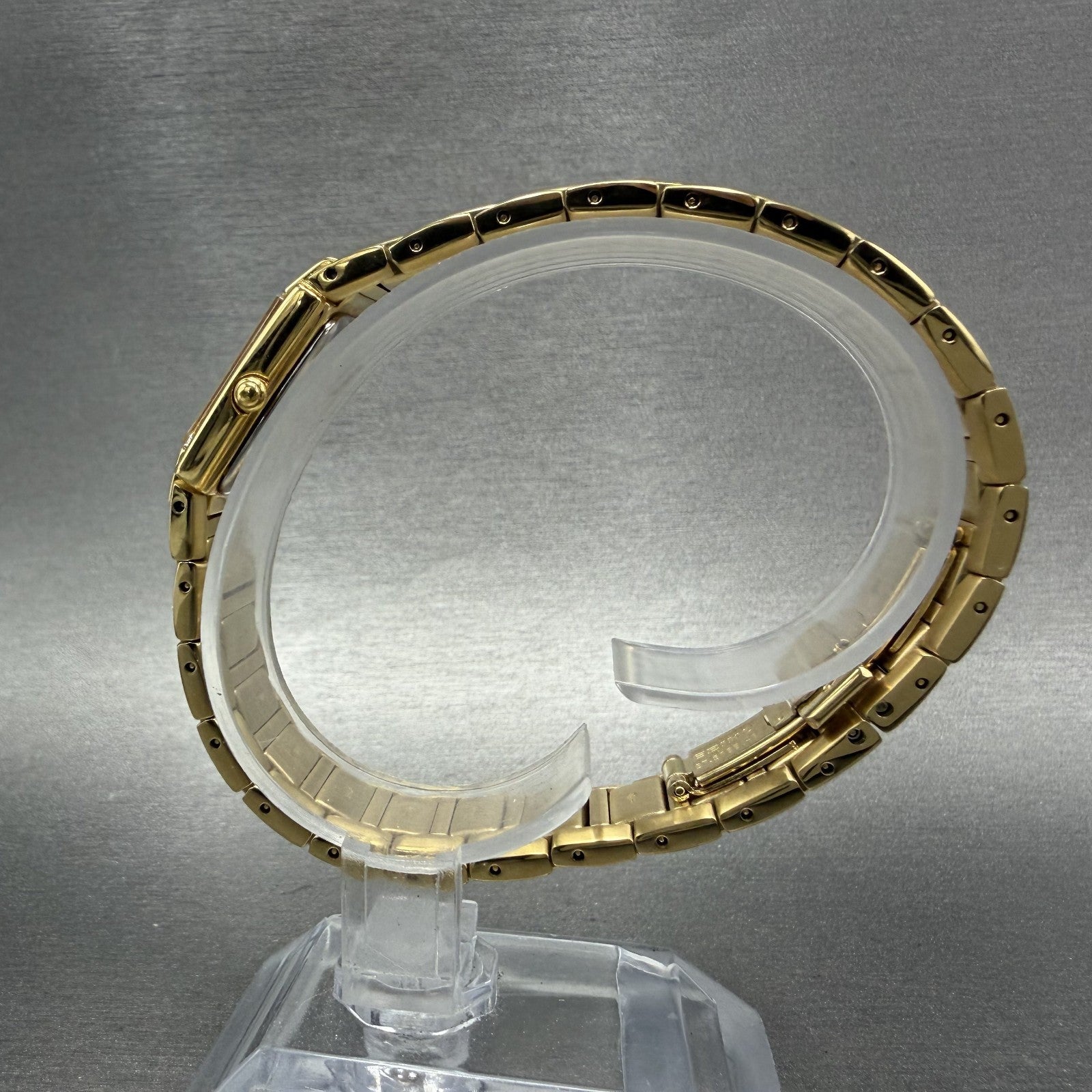 Seiko Tank Watch Women 15mm Champagne Dial Gold Tone 2E200AF0 New Battery7