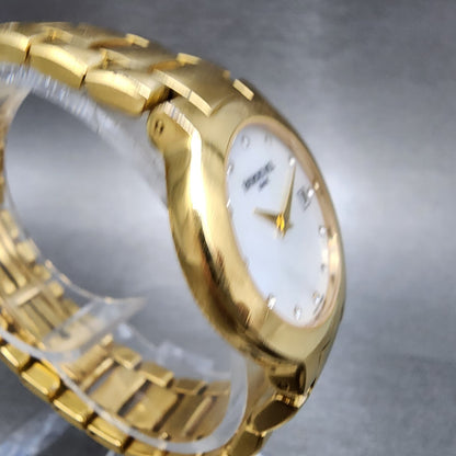 Raymond Weil Watch Women 27mm MOP Dial Gold Plated Date Round 5392 New Battery3