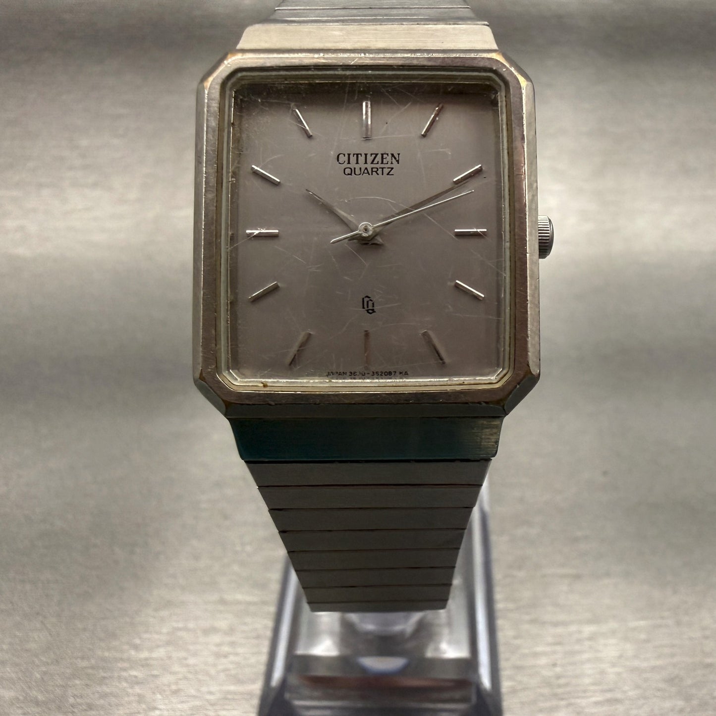Citizen CQ Watch Men 27mm Silver Dial Silver Tone Rectangle 3630-361300 New Batt5